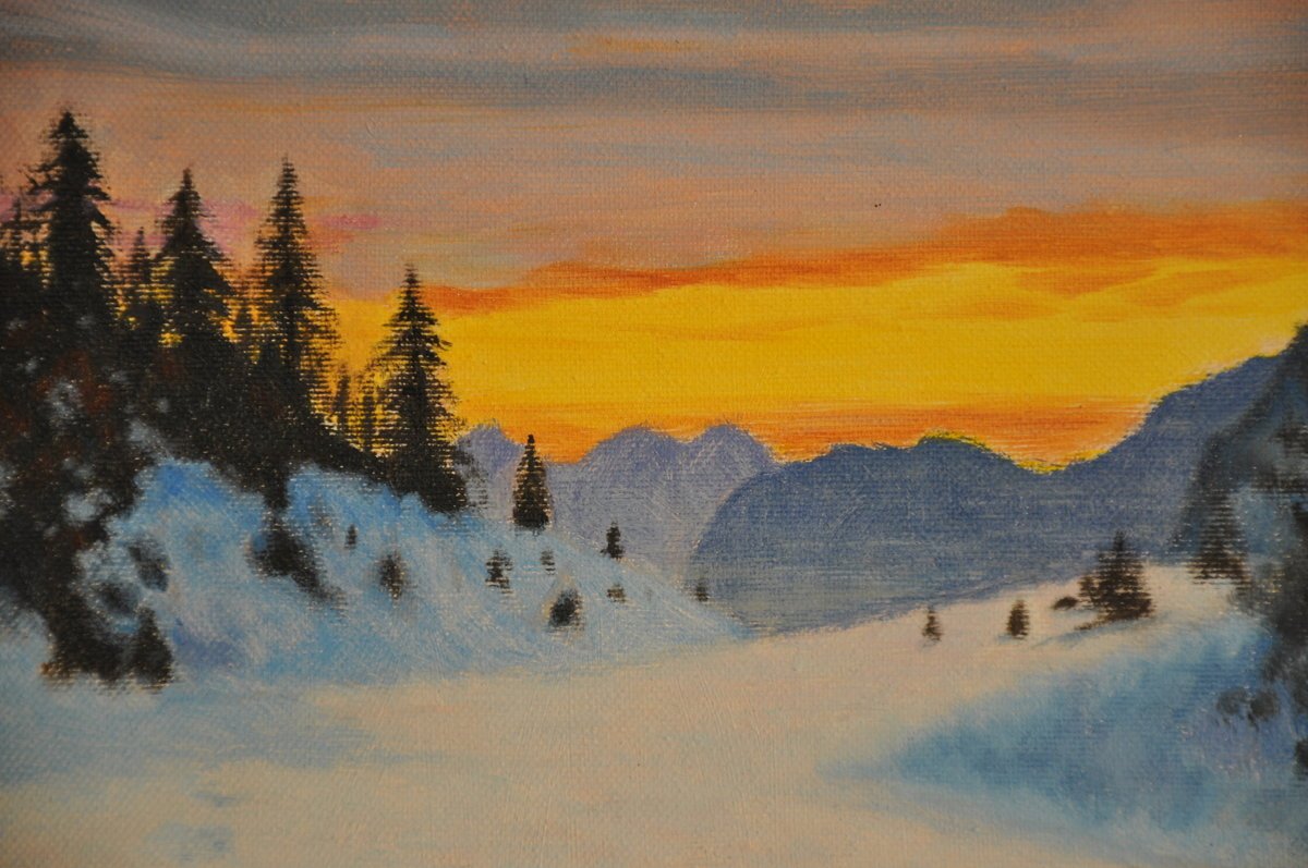 Monte Rinaldo - tramonto con pittura di paesaggio