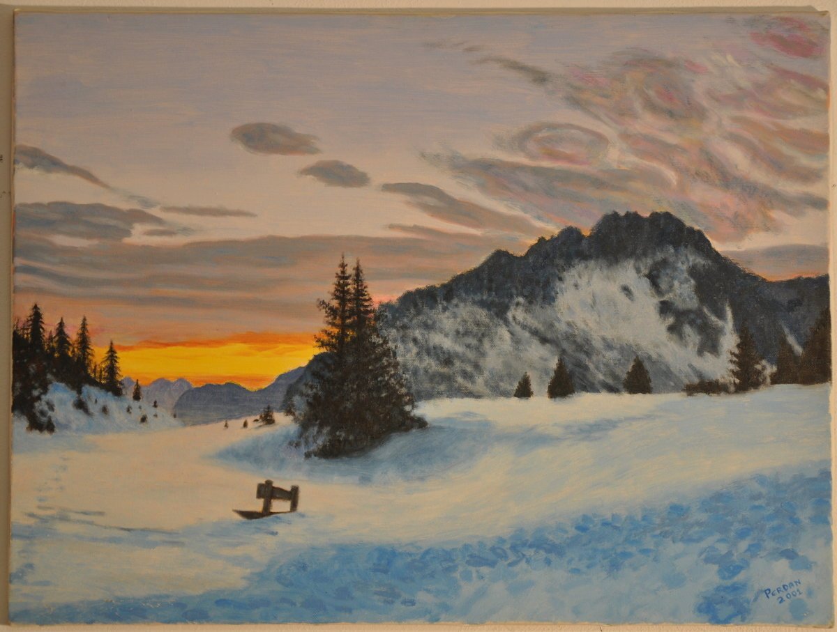 Monte Rinaldo - tramonto con pittura di paesaggio